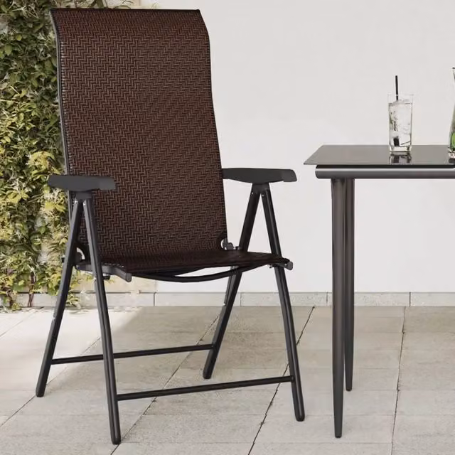 Sedie pieghevoli, 4 pezzi, in polyrattan marrone 3270608