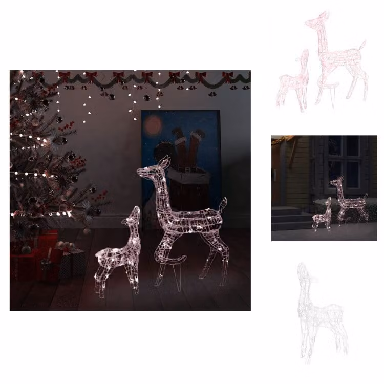 vidaXL LED renna famiglia decorazione di Natale acrilico 160 LED bianco caldo - illuminazione di Natale
