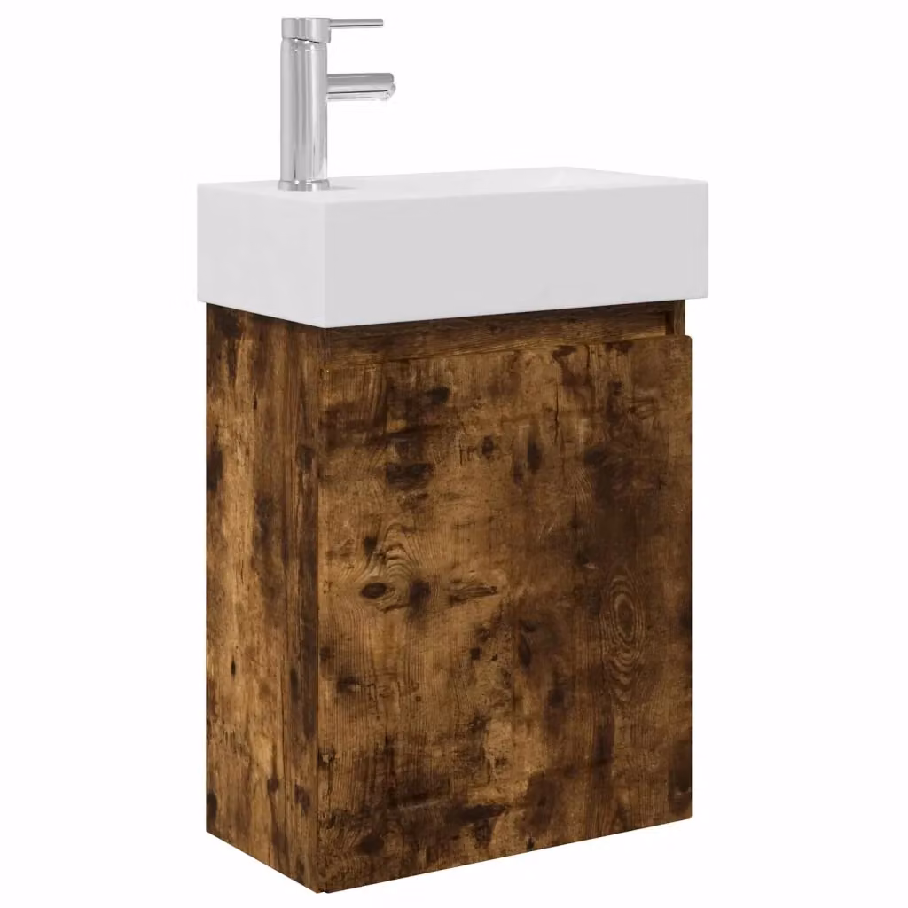 Mobile bagno moderno vidaXL in rovere con rubinetto, L/P/H: 45,5 x 25,5 x 84 cm – 2