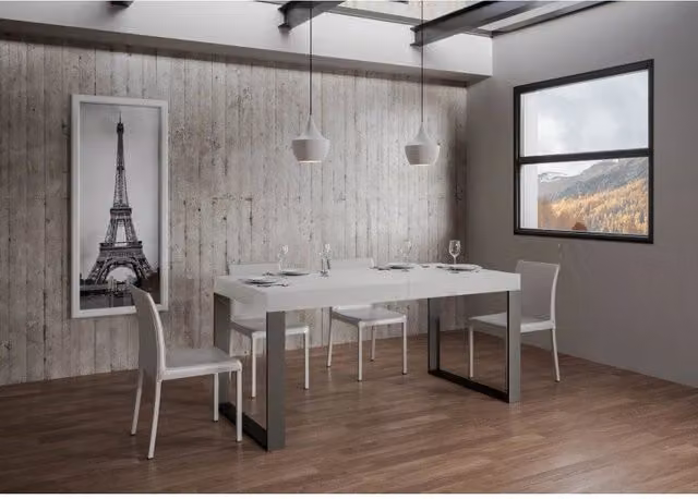 Tavolo allungabile ITAMOBY moderno con telaio antracite e piano bianco frassino L/P: 200-304 x 90 cm – 1