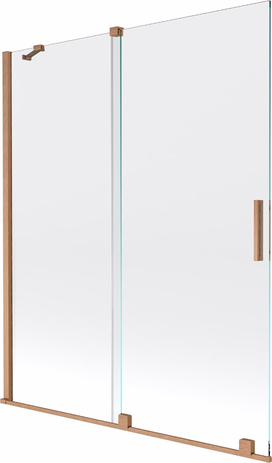 Mexen Velar paratia da vasca 2 ante scorrevoli 140 x 150 cm, trasparente, rame spazzolato - 896-140-000-01-65