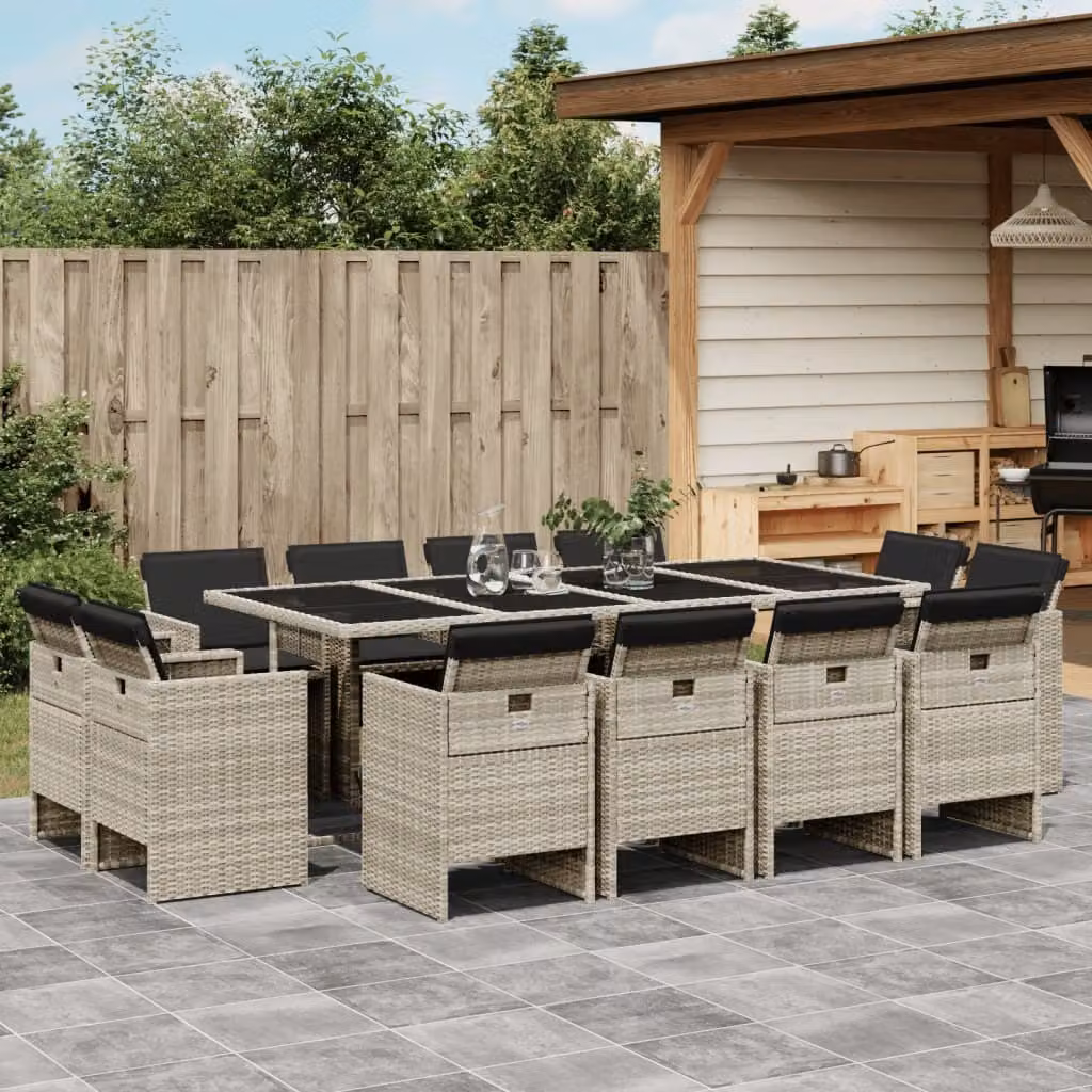 Maison Exclusive - Set da Pranzo da Giardino 13pz con Cuscini Grigio in Polyrattan
