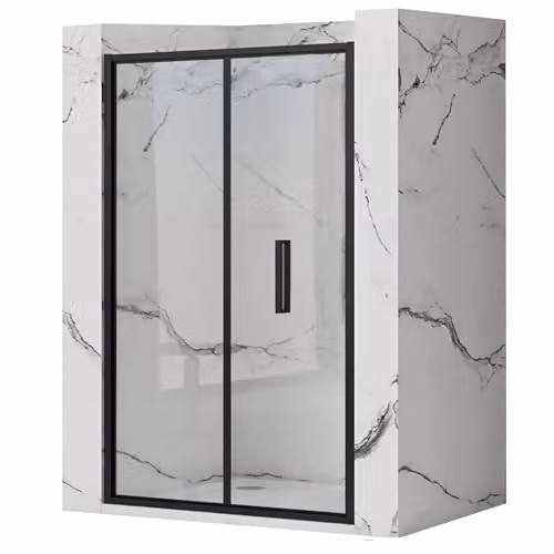 Rea - Porta Doccia Pieghevole Rapid Fold 90 In Vetro Temperato Trasparente Di Sicurezza 4 mm (Nero) 2,5x90x190cm