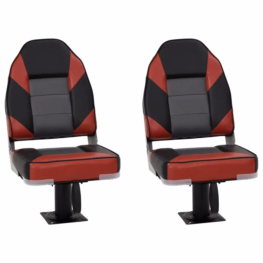 Set di 4 sedili da barca pieghevoli con schienale alto vidaXL in ecopelle disponibile in rosso, nero o grigio – 2