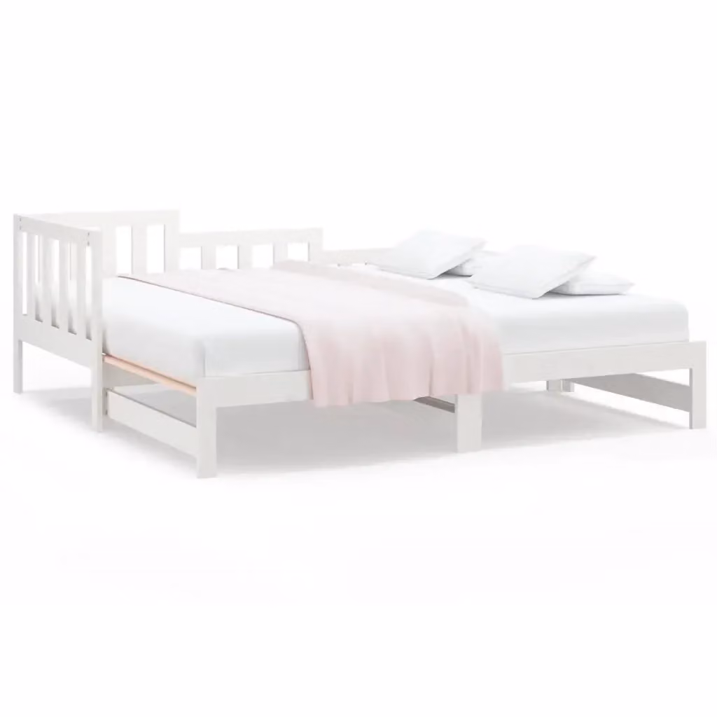 Dormeuse estraibile bianca vidaXL in legno massello di pino stile rustico L/P/H: 193,5 x 181,0 x 69,5 cm – 2