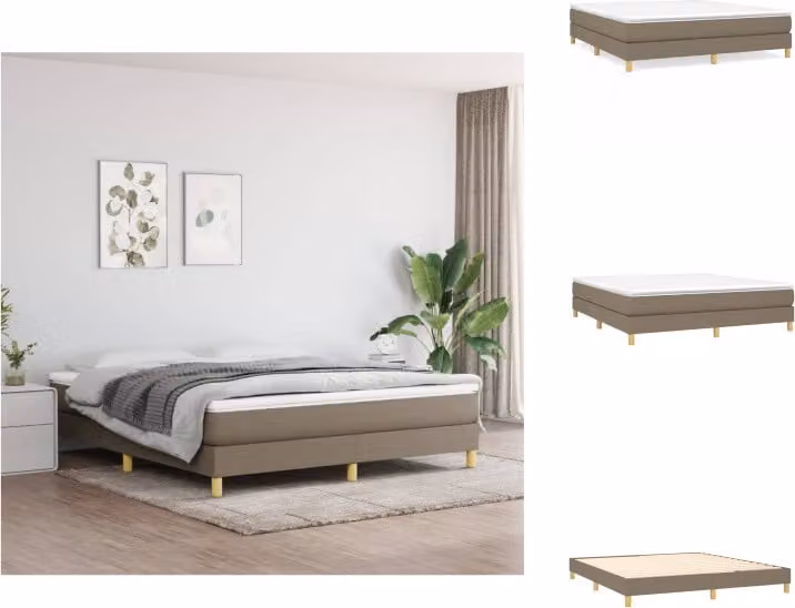 vidaXL Box spring bed taupe 180x200 cm tessuto - Letti e strutture letto