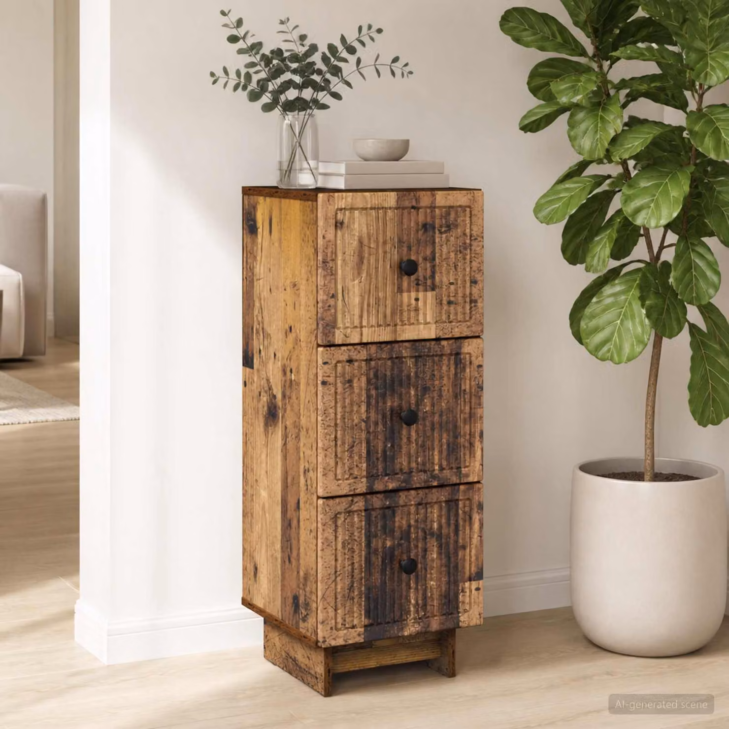Mobile con cassetti vidaXL in legno antico marrone L: 33 cm, P: 34,5 cm, H: 90 cm