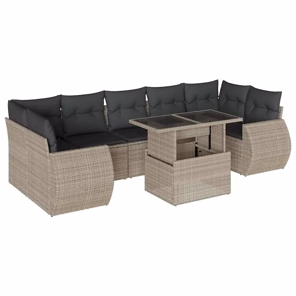Set Divano da Giardino a L con 8 Pezzi vidaXL in Polyrattan Grigio Antracite con Cuscini e Tavolino – 2