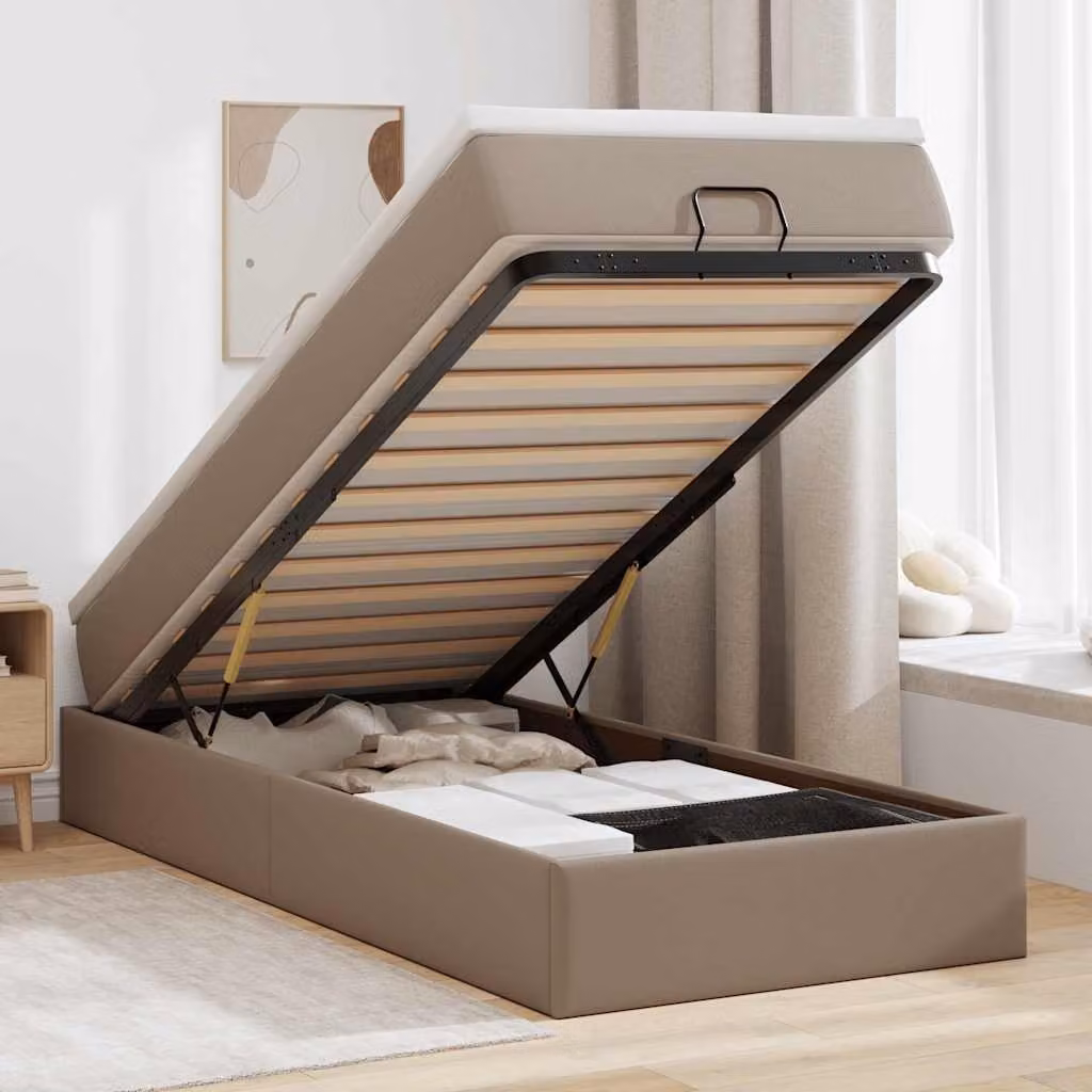 Struttura Letto Pouf con Materasso vidaXL in Similpelle con Base a Sollevamento L/P/H: 90 x 200 x 23,5 cm – 1