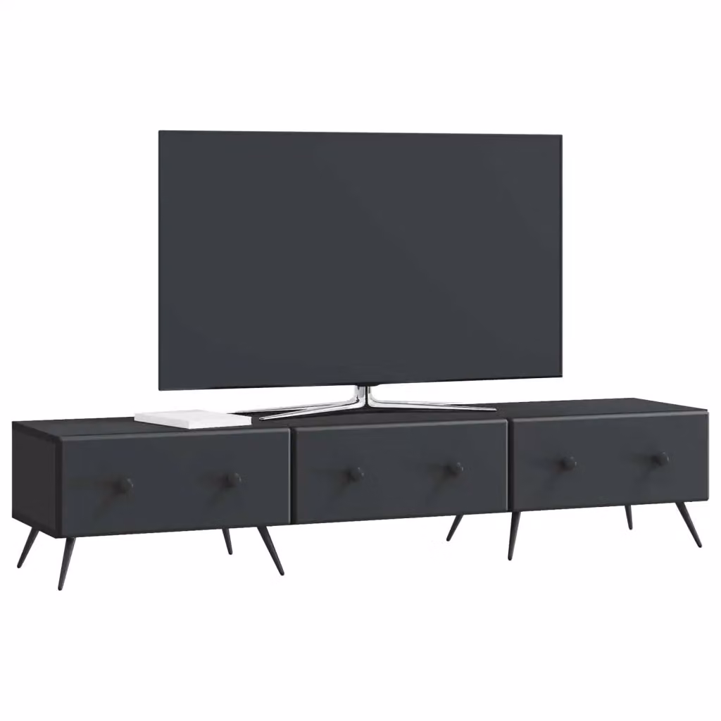 Mobile TV-Credenza Moderno Design In Nero in Legno MDF per Soggiorno L: 147 cm, P: 34,5 cm, H: 30 cm – 2
