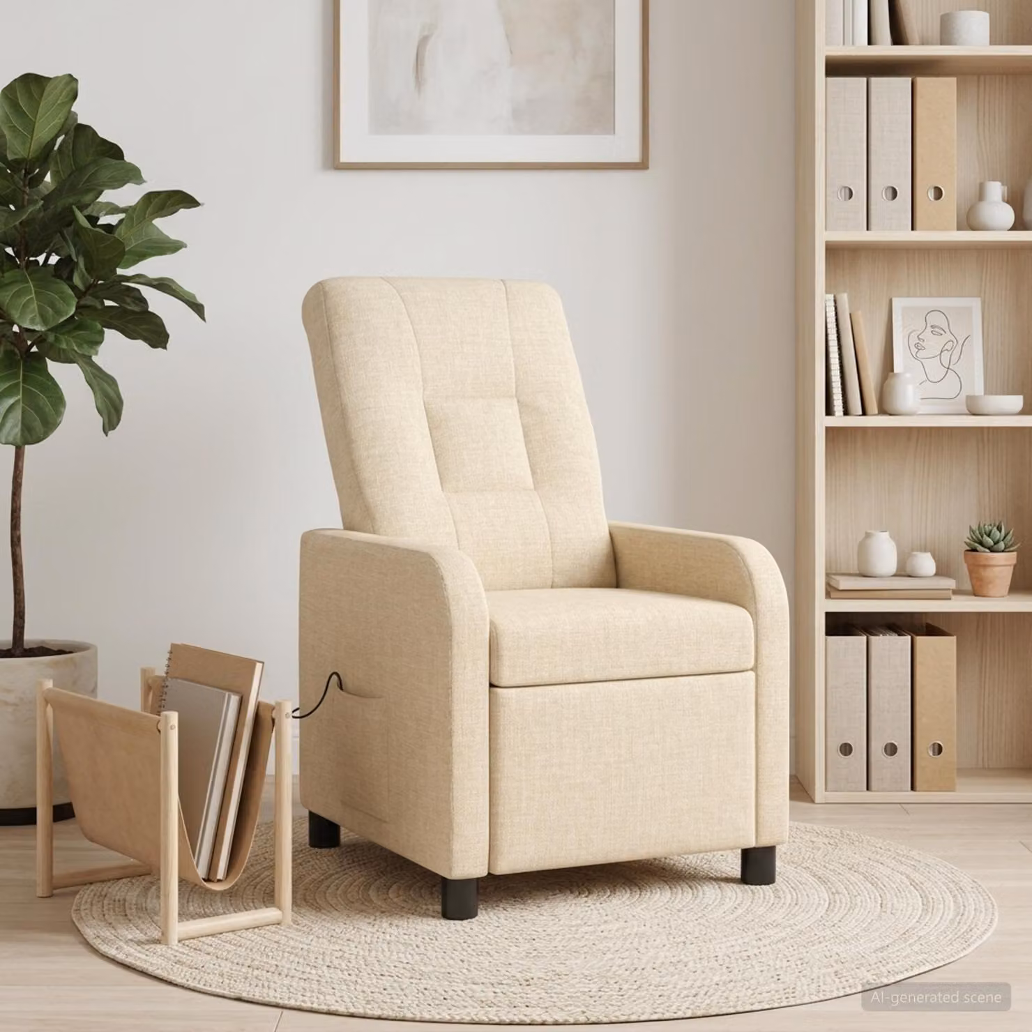 Poltrona relax reclinabile vidaXL in tessuto beige con braccioli e struttura moderna