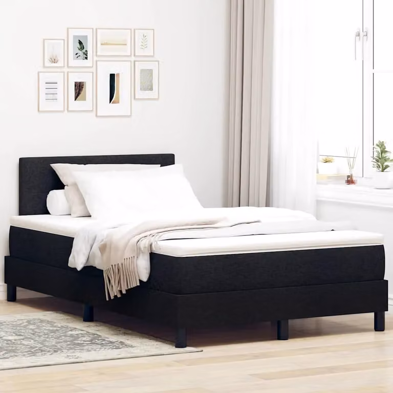 Letto ibrido con testiera vidaXL in tessuto nero L 120 x P 200 cm