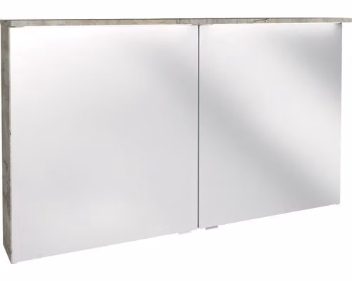 Armadietto a specchio LED FACKELMANN Oxford / Armadietto da bagno con illuminazione a LED / Dimensioni (L x A x P): ca. 120 x 69,6 x 20 cm / Armadietto di alta qualità a 2 ante per il bagno / Sistema Soft-Close / Corpo: marrone chiaro