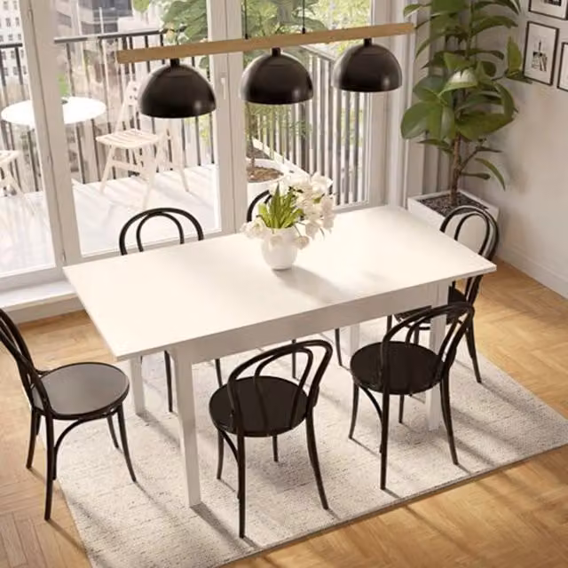 DMORA Tavolo Rettangolare Allungabile Moderno in MDF Bianco L: 120 cm, P: 80 cm, H: 76 cm