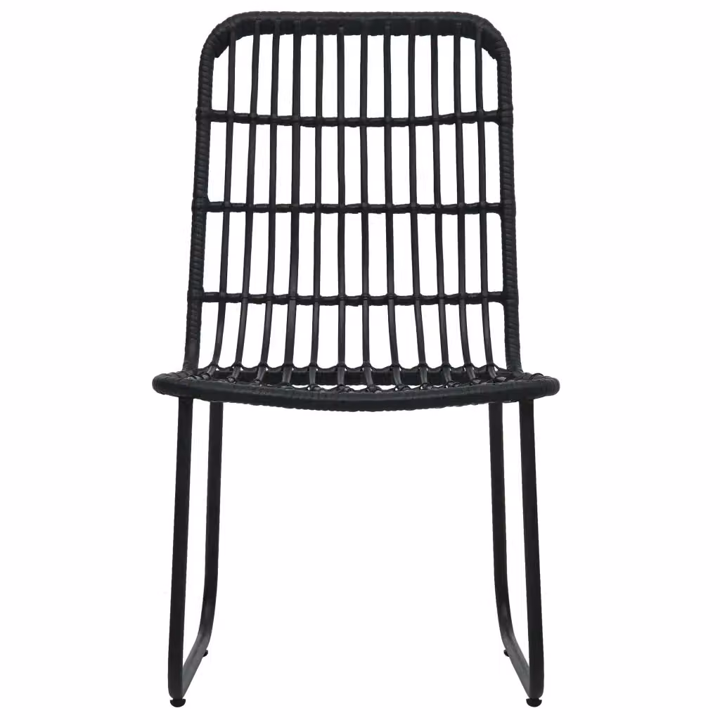 Set di 2 sedie da giardino vidaXL in polyrattan nere con struttura in metallo – 2