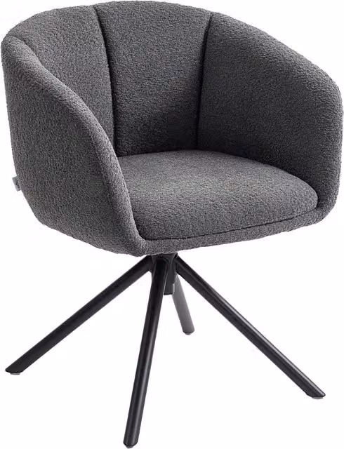 Poltrona girevole Minimal in tessuto grigio scuro con struttura in metallo e braccioli – 1