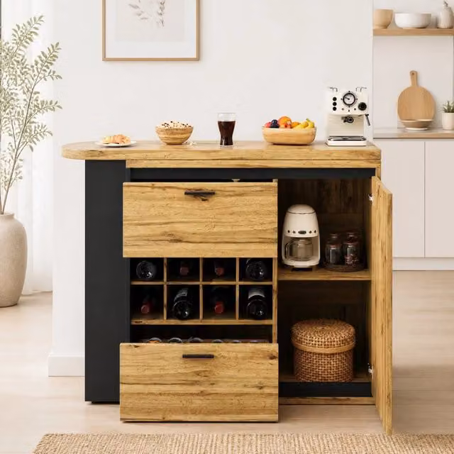 Tavolo da pranzo estensibile con contenitore 138-220x39x105 cm