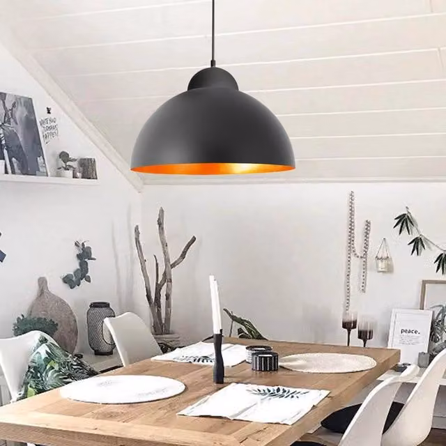 Lampadario a sospensione LÚZETE Montserrat in metallo nero e oro, design moderno, Ø 50 cm