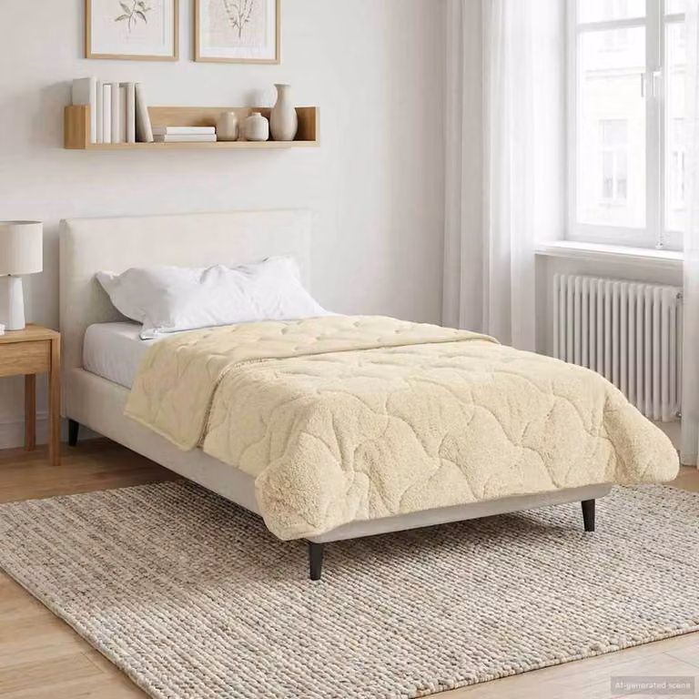 vidaXL Piumone Invernale in Microfibra Traspirabile e Reversibile, Beige, L/P: 155 x 220 cm