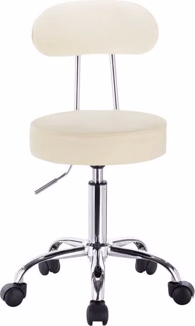 Sedia Ergonomica con Schienale Regolabile in Altezza e su Ruote - Sedia di Ufficio, Sedia con Pedane, Sedia di Lavoro - Pelle e Acciaio - Crème