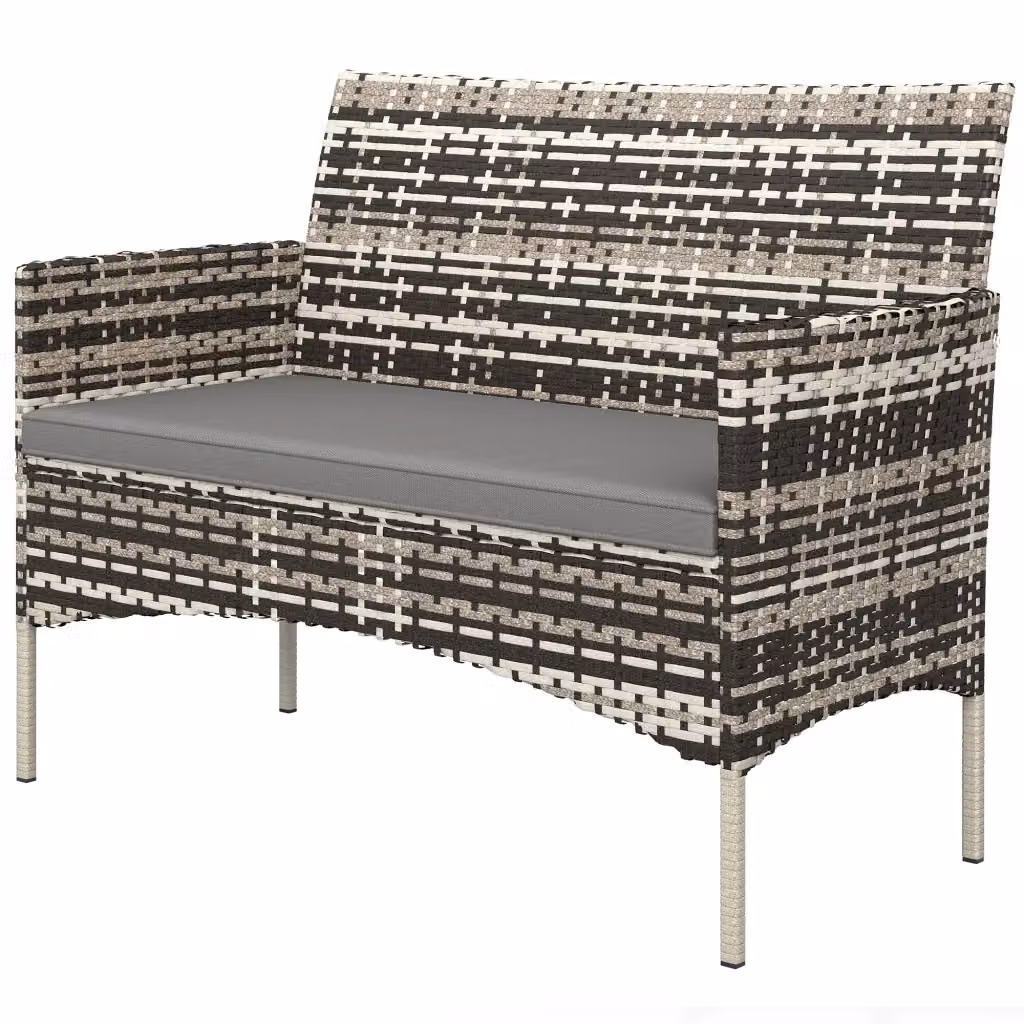 Divano da giardino a 2 posti XYLO in polyrattan grigio con cuscini imbottiti e coperture rimovibili – 2