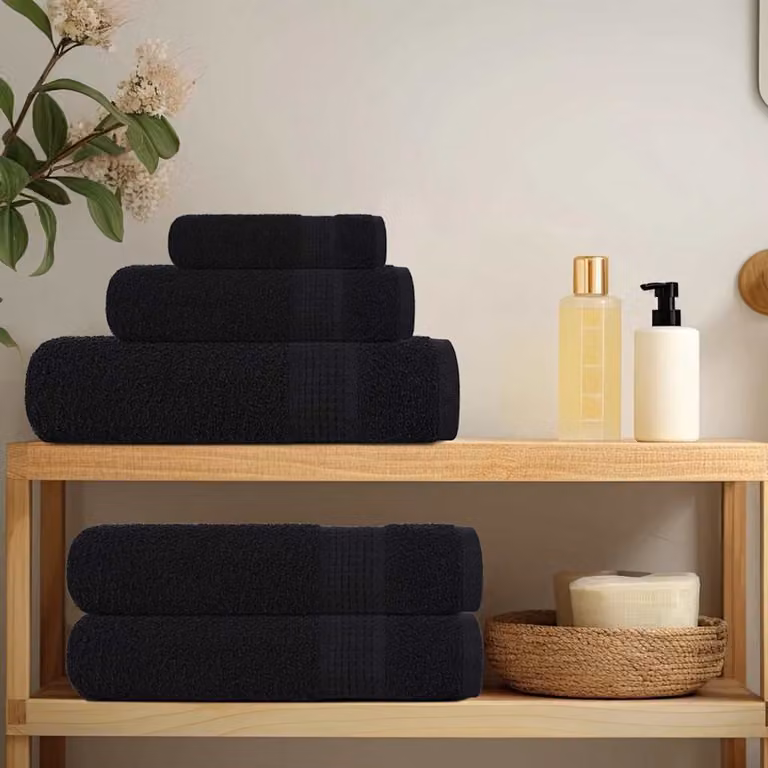 vidaXL Asciugamani FROGN 4 pz Nero 50x100 cm 360 g/m²