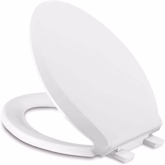 Sedile WC ovale - Sedile WC rotondo - Design elegante - Rivestimento resistente alle intemperie - Lunghezza 47 cm - Bianco