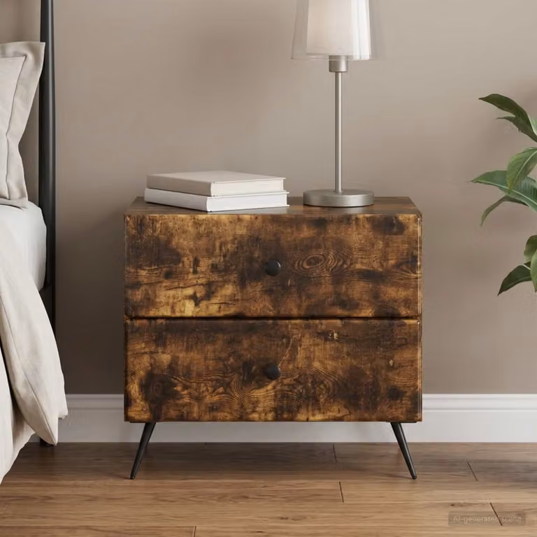 Armadio da Notte Moderno vidaXL in Rovere Fumo, L: 62 cm, P: 34,5 cm, H: 47,5 cm