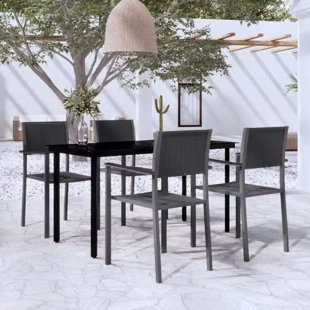 Set da Pranzo da Giardino 5 pz Nero 3099265