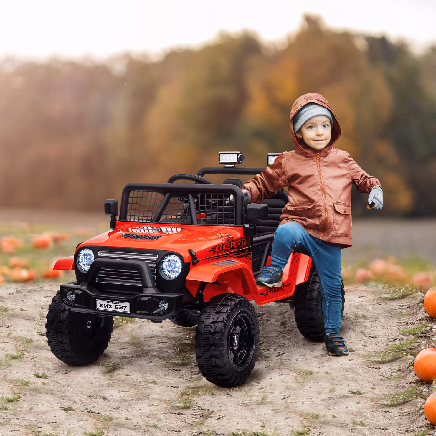 AIYAPLAY Auto Elettrica per Bambini con Telecomando, Luci a LED e Clacson, Motore 12V, Rosso – 2