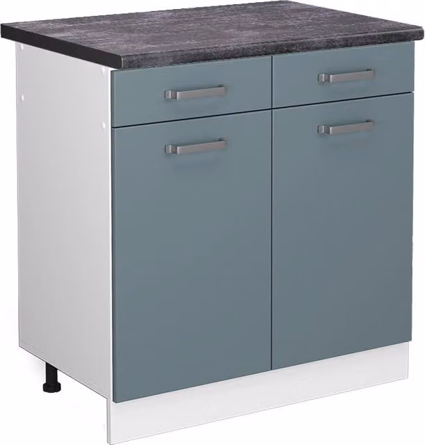 Mobiletto base per cucina R-Line Grigio-blu/Bianco 80 cm, PL Antracite Vicco