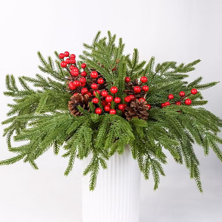 Set di 6 rami di pino artificiali per decorazioni natalizie