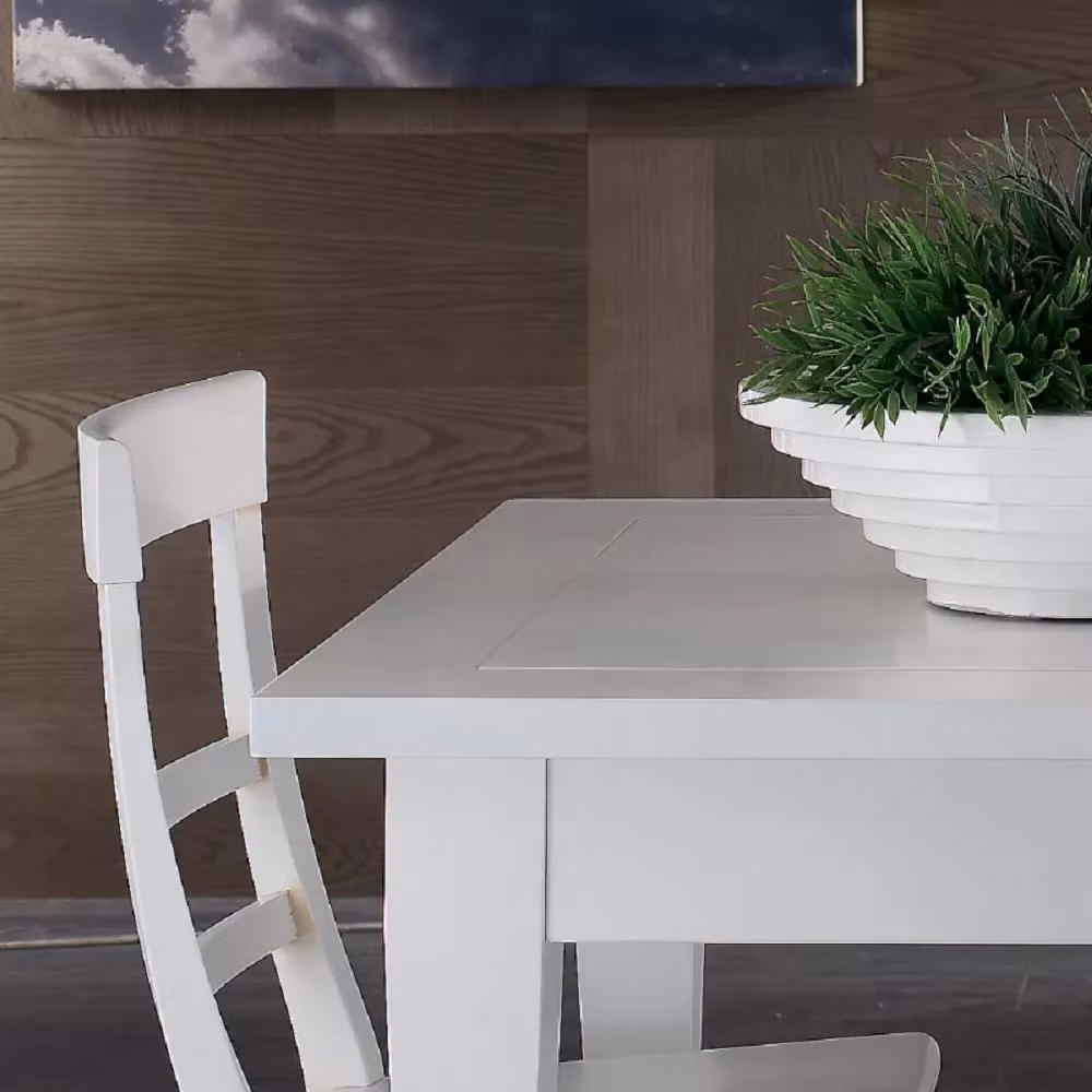 Tavolo da pranzo rettangolare shabby chic allungabile Mobili2g in legno bianco L: 140 cm, P: 90 cm, H: 80 cm – 2