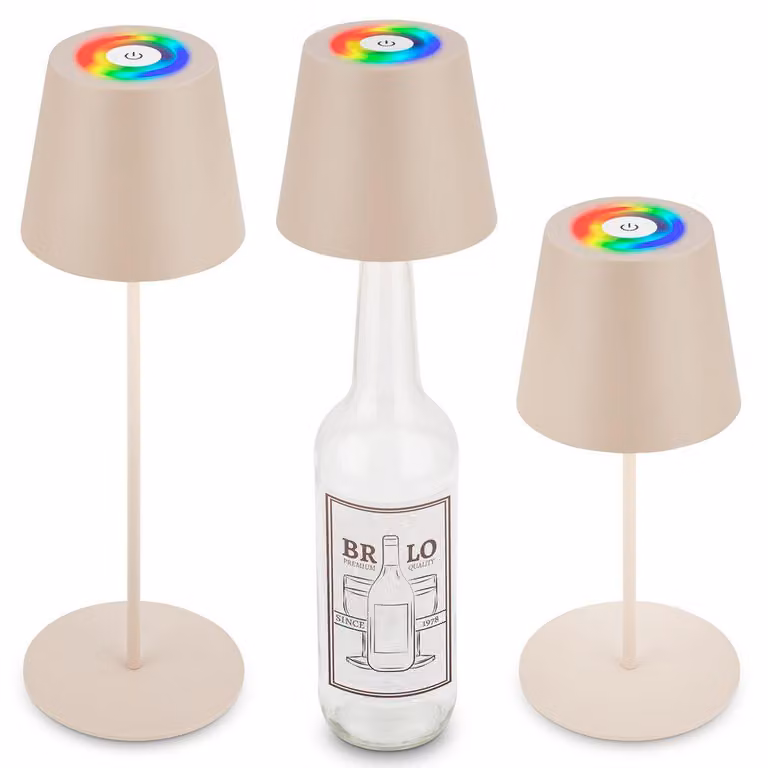 Briloner Calida 3 in 1 RGBW Lampada da tavolo senza fili IP44, dimmerabile, touch, beige