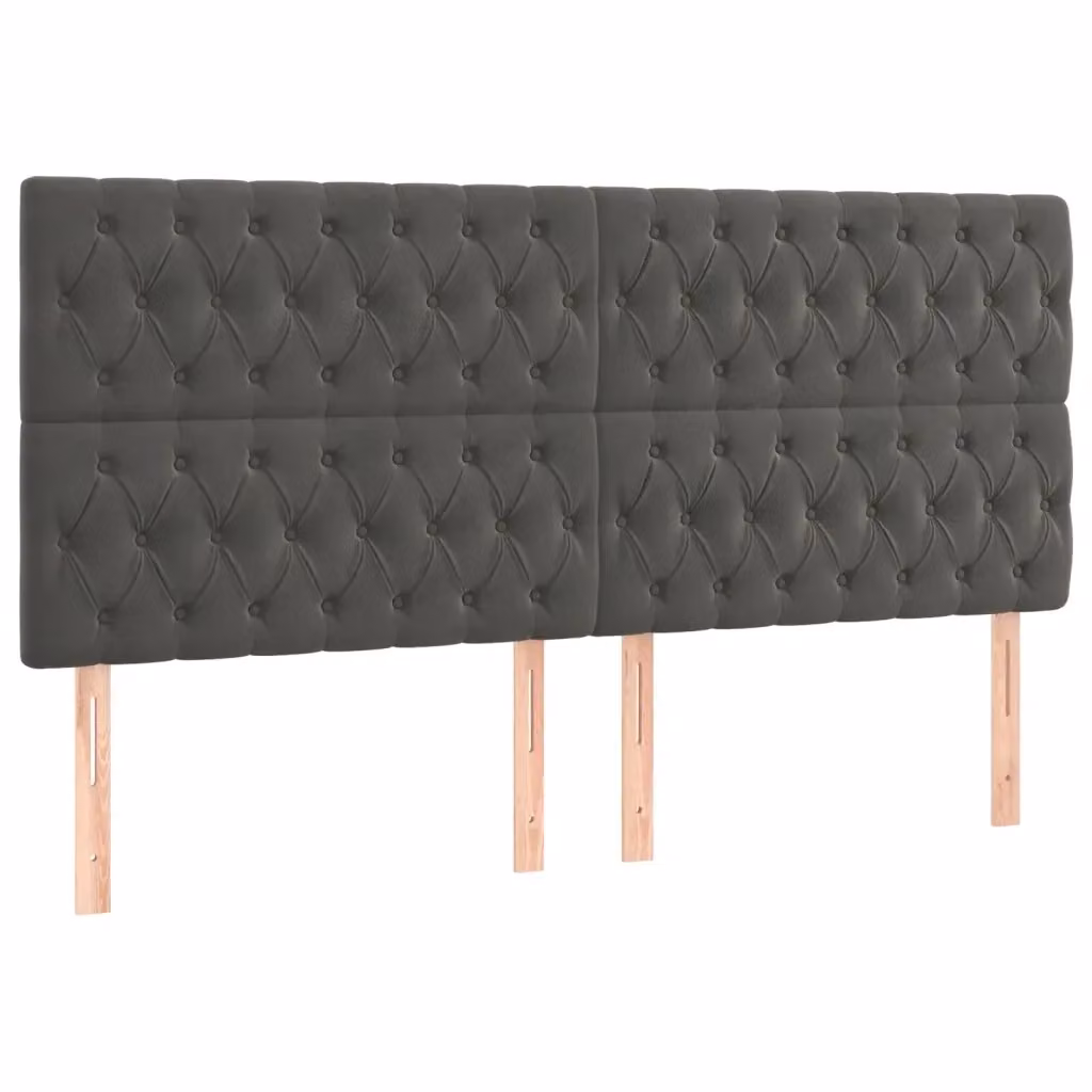 Testiera per letto imbottita vidaXL in velluto grigio con struttura in legno L: 200 cm, H: 118/128 cm, P: 7 cm – 2
