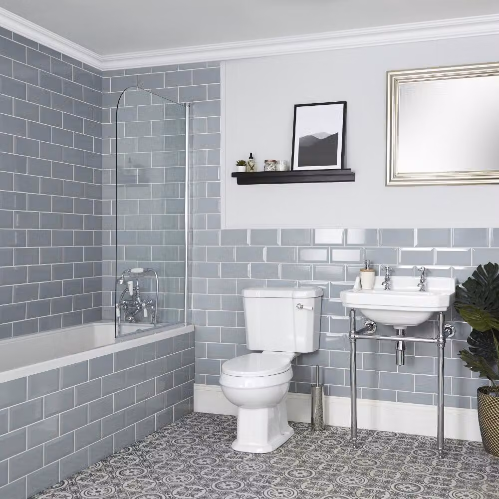 Set Bagno Tradizionale Completo di Vasca da Bagno, Sanitario WC e Lavabo a 1 Foro con Consolle - Richmond