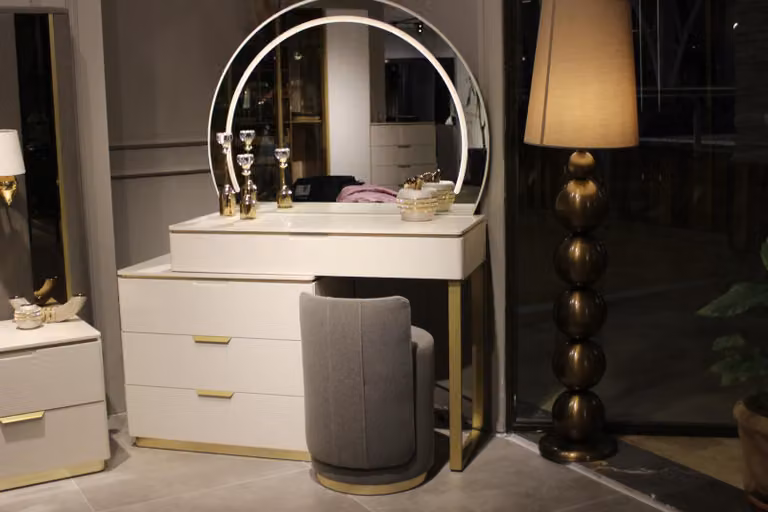 Schminktisch Set Konsole Spiegel Schlafzimmer Möbel Design Hocker 3tlg.