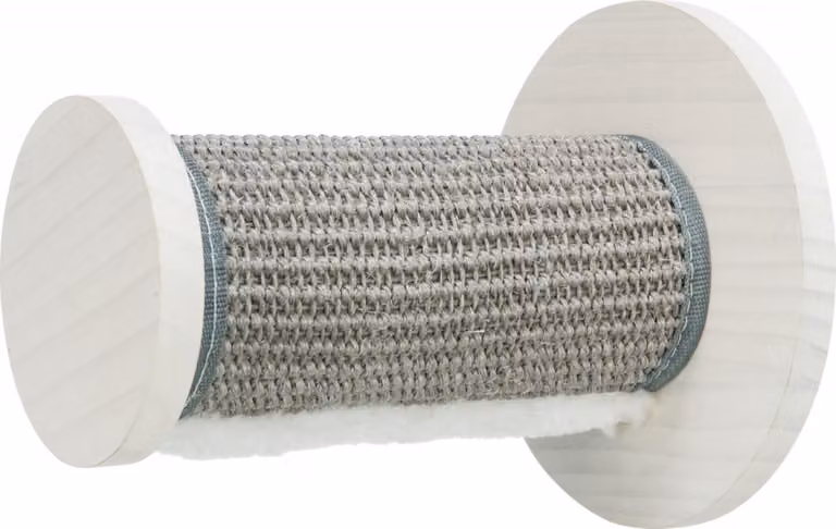 Trixie Gradino rotondo con sisal, elemento da parete, ø 18 × 22 cm, legno di pino, bianco/grigio