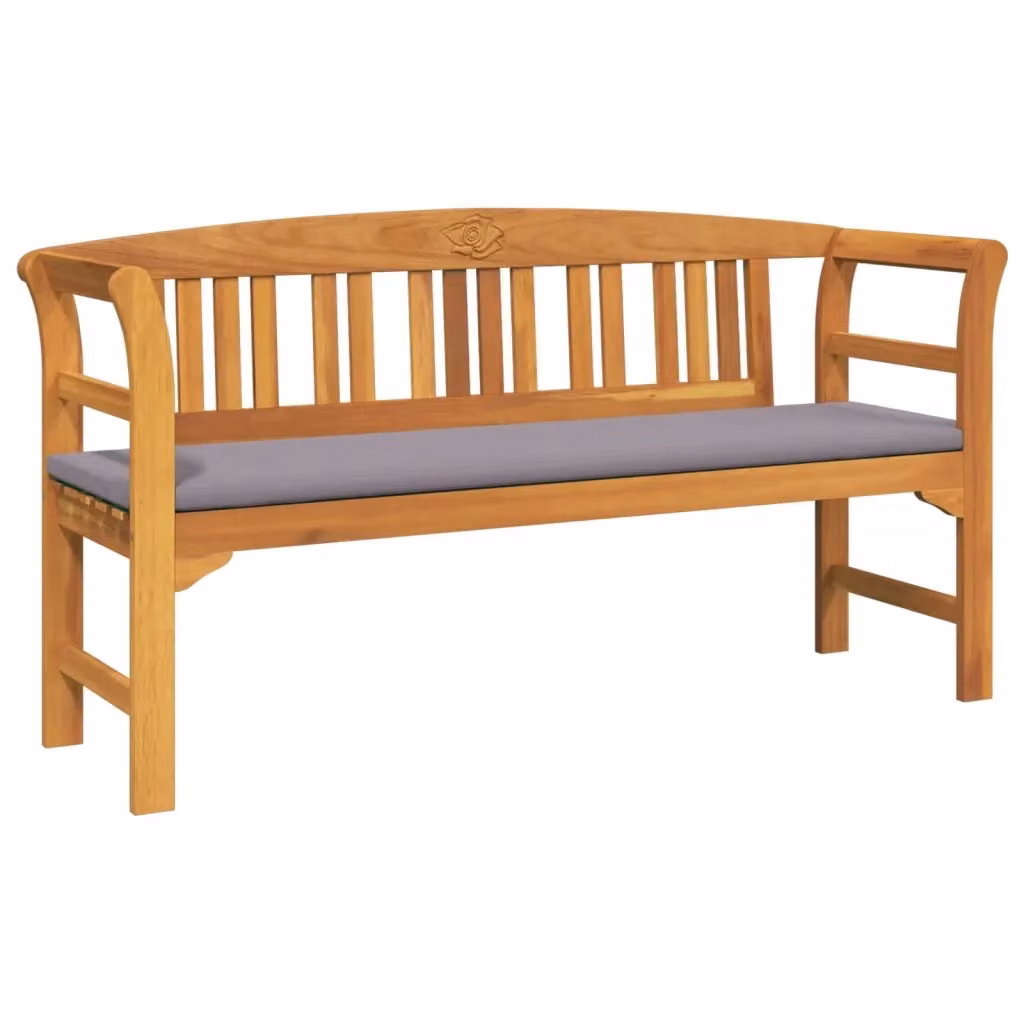 Panchina da giardino vidaXL in legno di acacia rosa con cuscini e braccioli L: 157 cm, P: 46 cm, H: 82,5 cm – 2