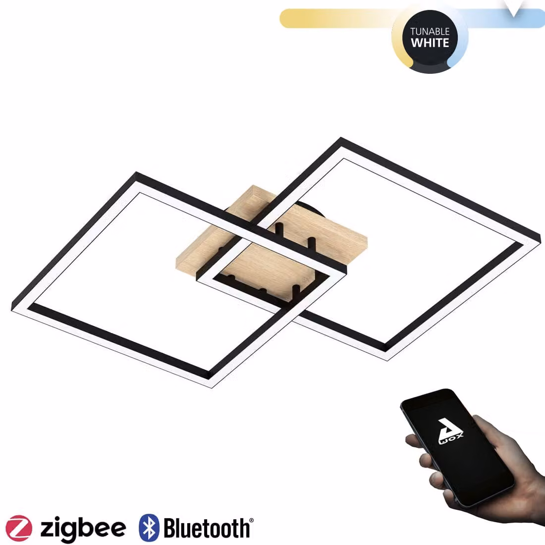 EGLO Lomaltas-Z, 4 lampadine, LED, 4400 lm, IP20, nero, marrone, bianco