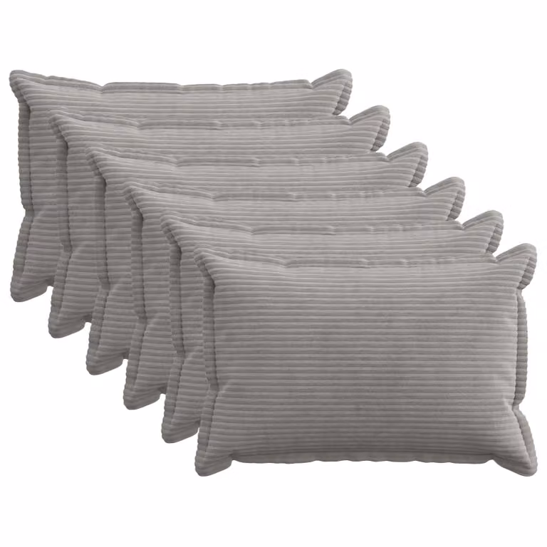 Set di 6 federe vidaXL HOUTEN in velluto a coste, Grigio Chiaro, 40 x 60 cm