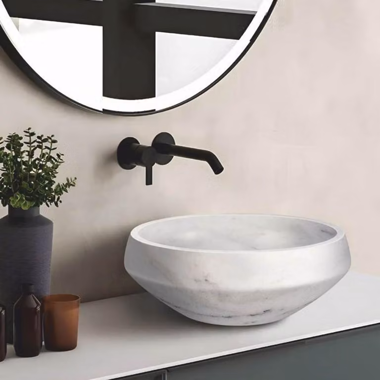 Casa Padrino Lavabo in marmo bianco Ø 42 cm - Accessori da bagno