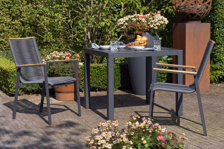 Set di mobili da giardino sedia da pranzo Alicante con tavolo Tarifa 90x90cm