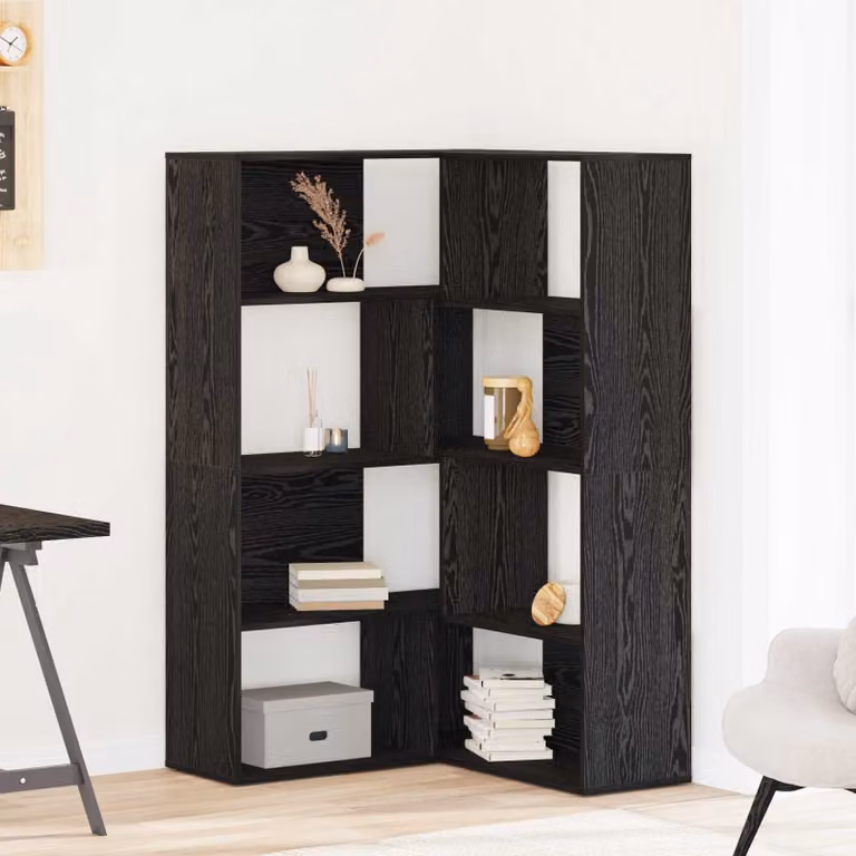 Set di 2 armadi vidaXL in legno rovere nero con ante a battente e ripiani interni L/P/H: 85 x 85 x 140 cm