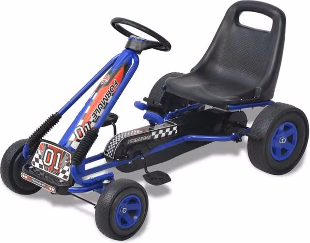 Go-kart a pedali blu con sedile regolabile in metallo e plastica L: 96 cm, P: 60 cm, H: 56 cm – 1