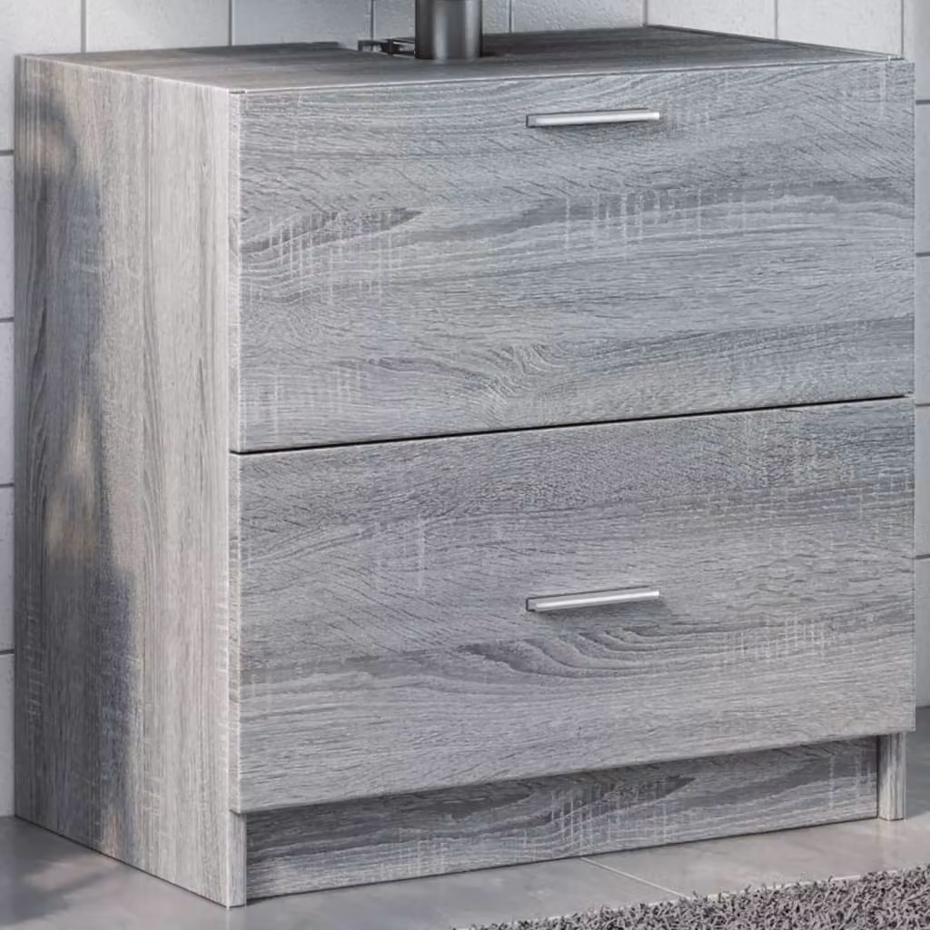 Mobile Lavabo vidaXL Grigio Sonoma per Bagno con Ante a Cerniera L/P/H: 59 x 37 x 59 cm