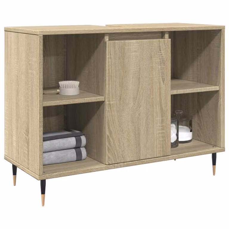 Mobile da bagno vidaXL in legno Rovere Sonoma, colore beige e marrone, L: 80 cm, P: 33 cm, H: 60 cm