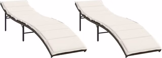 Lettini Prendisole 2 pz | Sdraio da giardino | Lettino da sole con Cuscini Marrone in Polyrattan