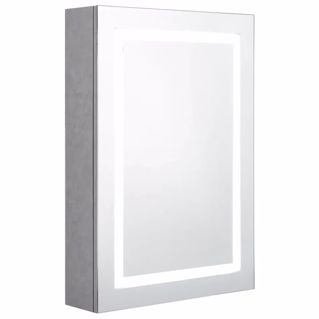 Armadietto da bagno moderno Design Mania con specchio e illuminazione LED, Grigio Cemento, L: 50 cm, P: 13 cm, H: 70 cm – 2