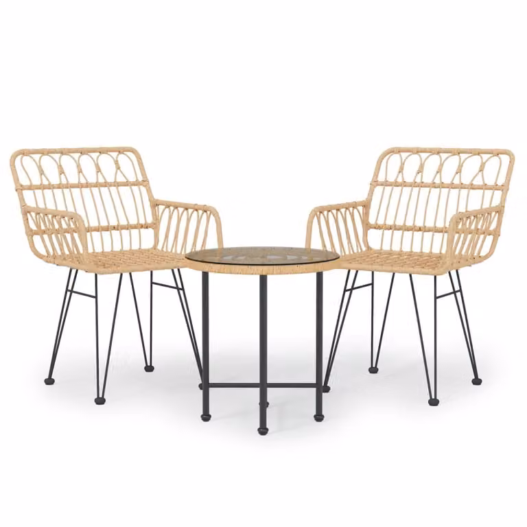 Set da Pranzo da Giardino 3 pz in Polyrattan
